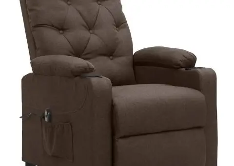 Fotoliu cu ridicare, maro, material textil - 2/5