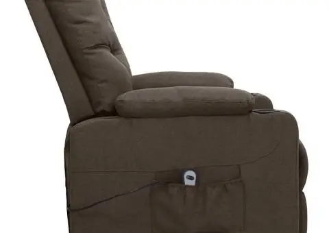 Fotoliu cu ridicare, maro, material textil - 4/5