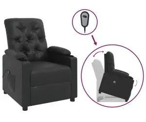vidaXL Fotoliu cu ridicare, negru, piele ecologică