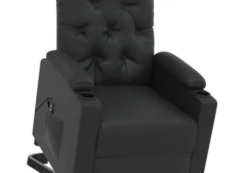 Fotoliu cu ridicare, negru, piele ecologică - 2/5