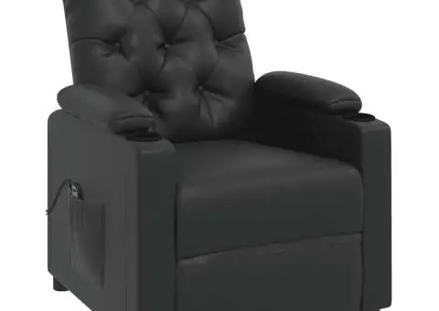 Fotoliu cu ridicare, negru, piele ecologică - 3/5