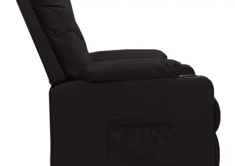 Fotoliu cu ridicare, negru, piele ecologică - 4/5