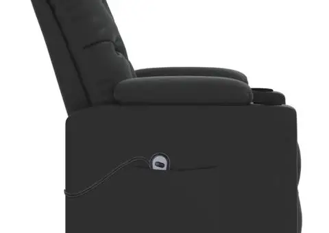 Fotoliu cu ridicare, negru, piele ecologică - 5/5