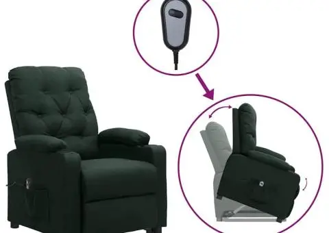 Fotoliu cu ridicare, verde închis, material textil - 1/5