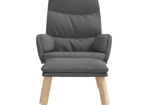 Scaun de relaxare cu taburet, gri deschis, material textil - 3/5