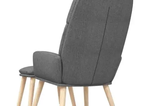 Scaun de relaxare cu taburet, gri deschis, material textil - 5/5