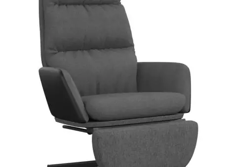 Scaun de relaxare cu taburet, gri închis, material textil - 2/5