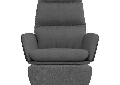 Scaun de relaxare cu taburet, gri închis, material textil - 3/5