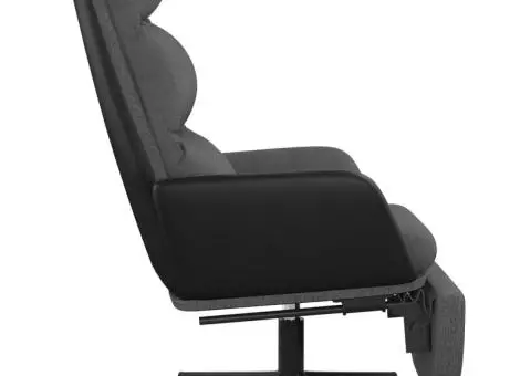 Scaun de relaxare cu taburet, gri închis, material textil - 4/5