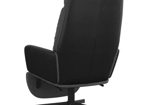 Scaun de relaxare cu taburet, gri închis, material textil - 5/5