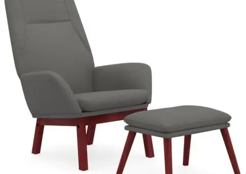 Scaun de relaxare cu taburet, gri deschis, textil - 2/5