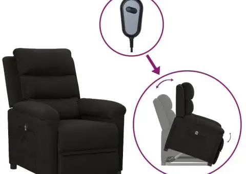 Fotoliu cu ridicare, negru, material textil - 1/5