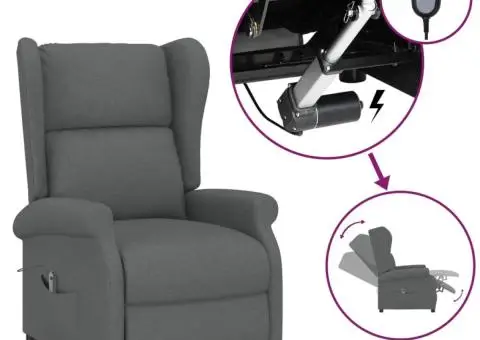 Fotoliu rabatabil electric cu spătar aripi, gri închis, textil - 2/5