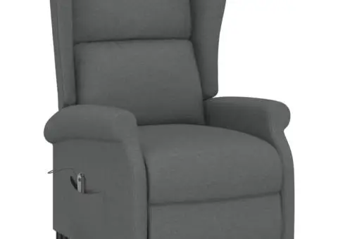 Fotoliu rabatabil electric cu spătar aripi, gri închis, textil - 3/5