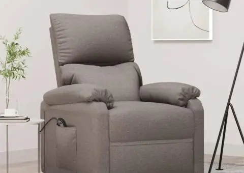 Fotoliu rabatabil electric, gri taupe, material textil - 1/5