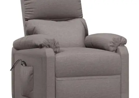 Fotoliu rabatabil electric, gri taupe, material textil - 3/5