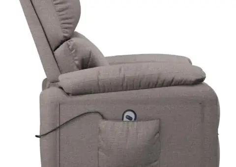 Fotoliu rabatabil electric, gri taupe, material textil - 5/5