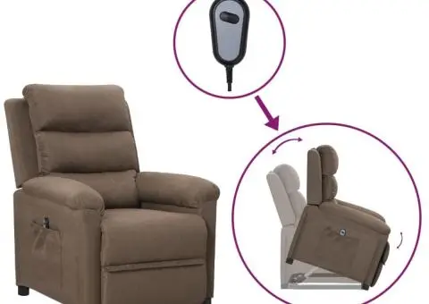 Fotoliu cu ridicare, gri taupe, material textil - 1/5