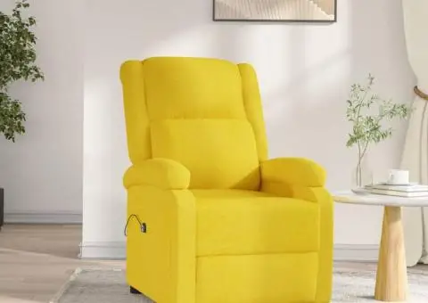 Fotoliu rabatabil electric, galben, material textil - 2/5