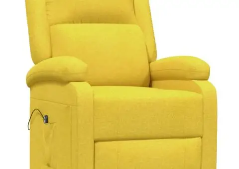 Fotoliu rabatabil electric, galben, material textil - 3/5