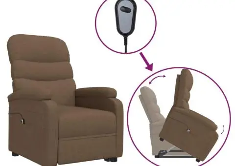 Fotoliu cu ridicare, maro, material textil - 2/5