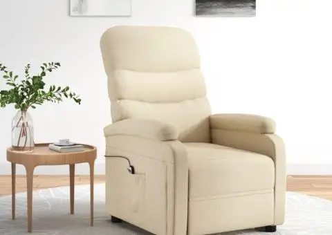 Fotoliu cu ridicare, crem, material textil - 1/5