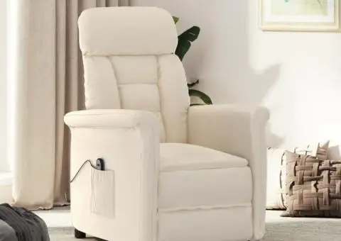 Fotoliu rabatabil electric, bej, microfibră - 1/5