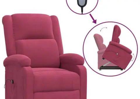 Fotoliu cu ridicare, roșu, catifea - 2/5
