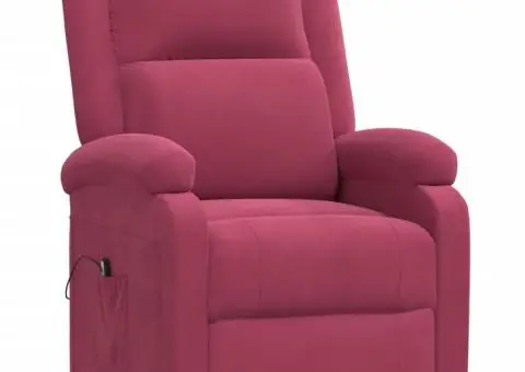 Fotoliu cu ridicare, roșu, catifea - 3/5