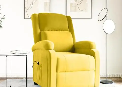 Fotoliu cu ridicare, galben, catifea - 1/5