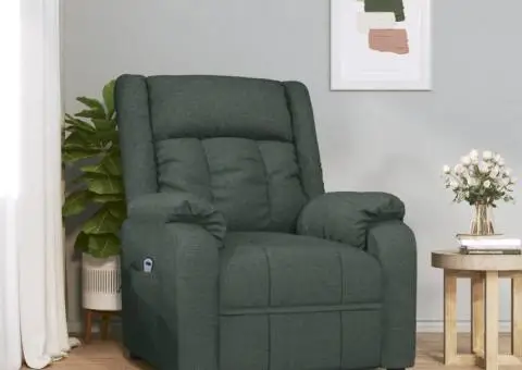 Fotoliu rabatabil electric, verde închis, material textil - 1/5