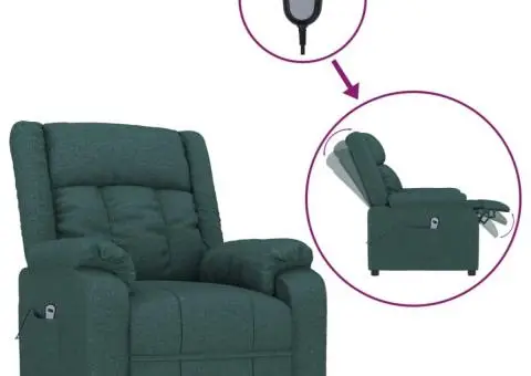 Fotoliu rabatabil electric, verde închis, material textil - 2/5