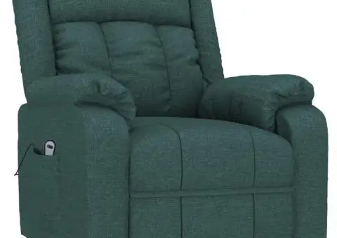 Fotoliu rabatabil electric, verde închis, material textil - 3/5