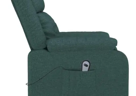 Fotoliu rabatabil electric, verde închis, material textil - 5/5