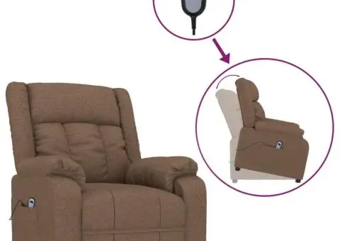 Fotoliu cu ridicare, maro, material textil - 2/5