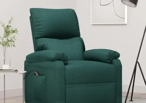 Fotoliu rabatabil electric, verde închis, material textil - 1/5