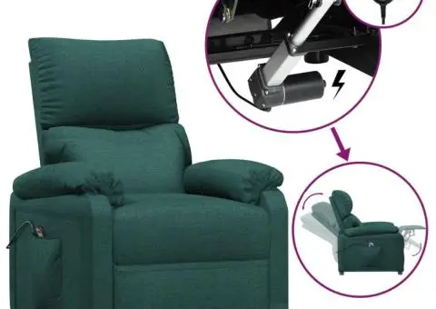 Fotoliu rabatabil electric, verde închis, material textil - 2/5