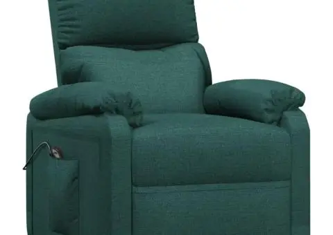 Fotoliu rabatabil electric, verde închis, material textil - 3/5