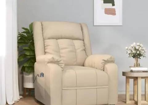 Fotoliu cu ridicare, crem, material textil - 1/5