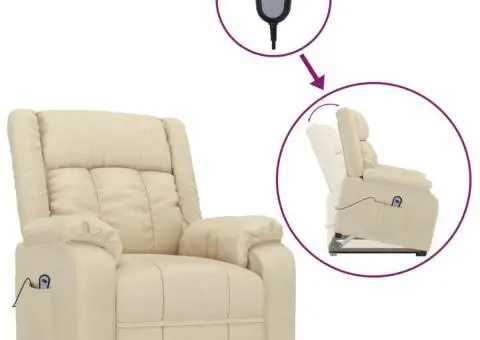 Fotoliu cu ridicare, crem, material textil - 2/5