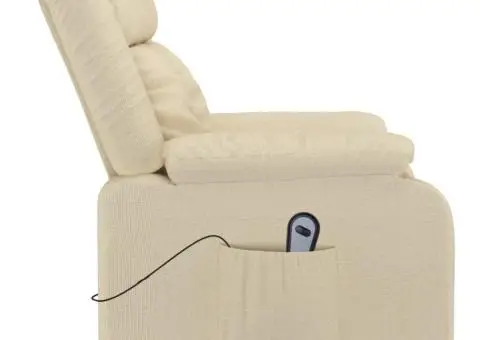 Fotoliu cu ridicare, crem, material textil - 5/5