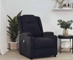 vidaXL Fotoliu cu ridicare, negru, piele ecologică