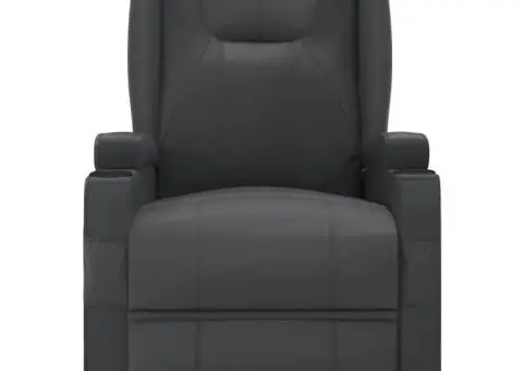 Fotoliu cu ridicare, negru, piele ecologică - 4/5