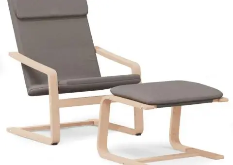 Scaun de relaxare cu taburet, gri taupe, textil - 2/5