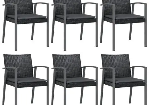 Set mobilier de grădină cu perne, 7 piese, poliratan și oțel - 4/5