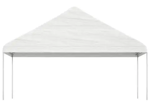 Foișor cu acoperiș, alb, 6,69x5,88x3,75 m, polietilenă - 3/5