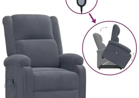 Fotoliu cu ridicare, gri închis, catifea - 2/5