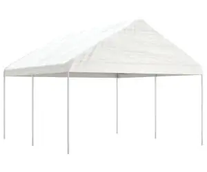 vidaXL Foișor cu acoperiș, alb, 4,46x4,08x3,22 m, polietilenă