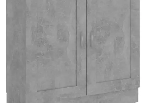 Bibliotecă, gri beton, 82,5x30,5x80 cm, lemn prelucrat - 2/5