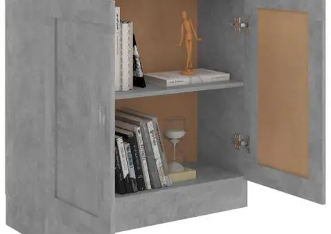 Bibliotecă, gri beton, 82,5x30,5x80 cm, lemn prelucrat - 4/5